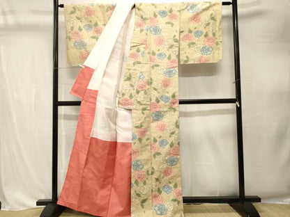 平和屋着物■上質な紬　薔薇　正絹　逸品　CABK4294ev