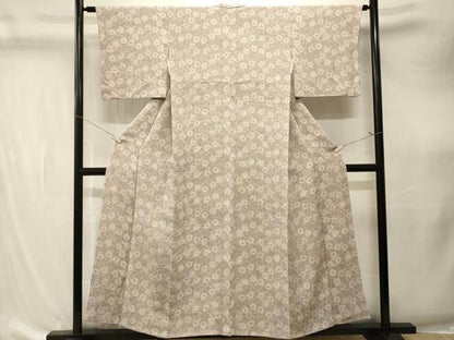 平和屋着物■上質な小紋　花唐草文　鬼しぼ縮緬　ますいわ屋扱い　正絹　逸品　CABK4297ev
