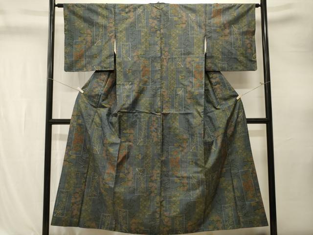 平和屋着物■本場大島紬　7マルキ　色紙重ね草花文　正絹　逸品　CABK4298ev
