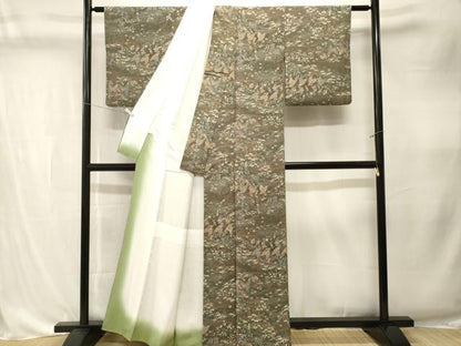 平和屋着物■上質な小紋　花蝶風景文　正絹　逸品　CABK4299ev
