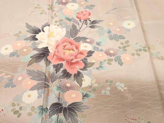 平和屋着物■訪問着　芝草枝花文　暈し染め　正絹　逸品　CABK4300ev