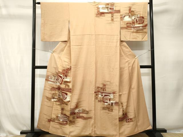 平和屋着物■訪問着　鳥　幾何学花文　正絹　逸品　CABK4304ev