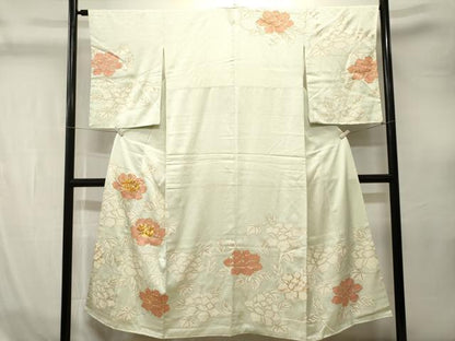 平和屋着物■訪問着　駒刺繍　枝花文　正絹　逸品　CABK4308ev