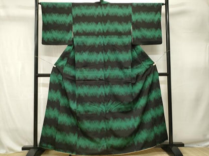 平和屋着物■上質な紬　横段文　正絹　逸品　CABK4309ev