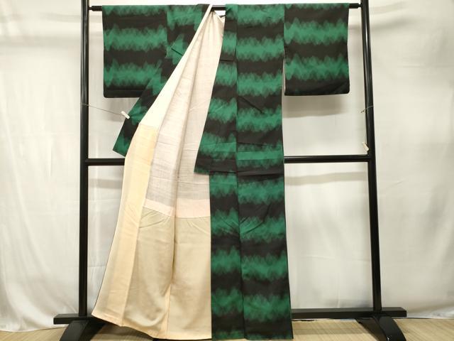 平和屋着物■上質な紬　横段文　正絹　逸品　CABK4309ev