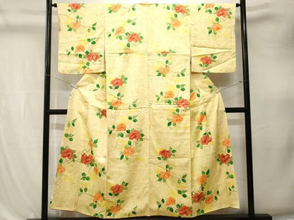 平和屋着物■上質な小紋　枝花文　銀彩　正絹　逸品　CABK4311ev