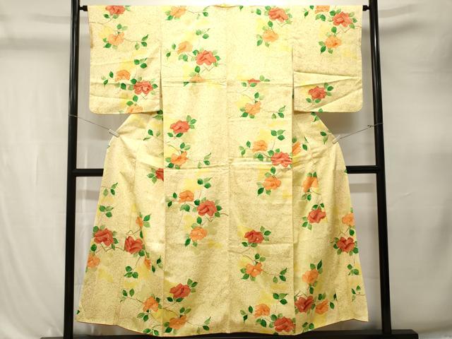 平和屋着物■上質な小紋　枝花文　銀彩　正絹　逸品　CABK4311ev