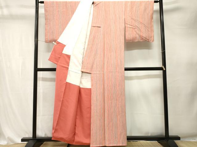 平和屋着物■上質な小紋　よろけ縞　正絹　逸品　CABK4325ev