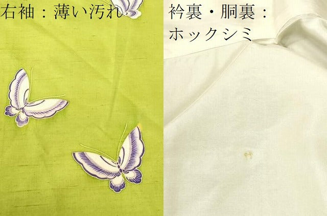 平和屋着物■訪問着　紬地　舞蝶文　金彩　正絹　逸品　CABK4326ev