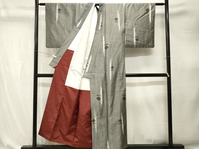平和屋着物■上質な紬　草花文　正絹　逸品　CABK4329ev