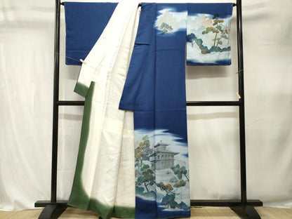 平和屋着物■訪問着　風景樹林文　暈し染め　正絹　逸品　CABK4331ev