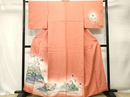 平和屋着物■訪問着　シロサギ　遠山枝花文　暈し染め　正絹　逸品　CABK4334ev