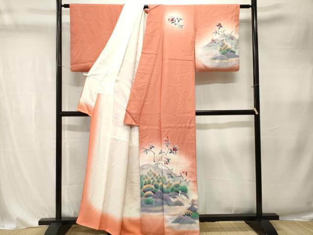 平和屋着物■訪問着　シロサギ　遠山枝花文　暈し染め　正絹　逸品　CABK4334ev