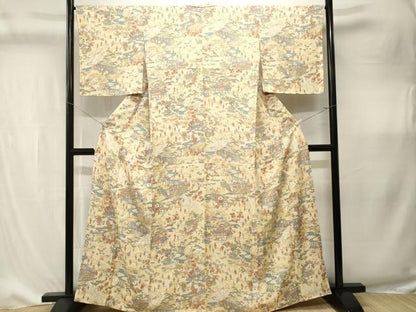 平和屋着物■上質な小紋　人物御所解文　金彩　正絹　逸品　CABK4337ev