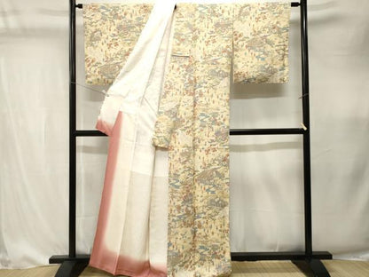 平和屋着物■上質な小紋　人物御所解文　金彩　正絹　逸品　CABK4337ev