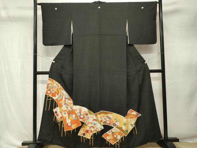 平和屋着物■豪華黒留袖　駒刺繍　鳳凰花文　金彩　正絹　逸品　CABK4341ev