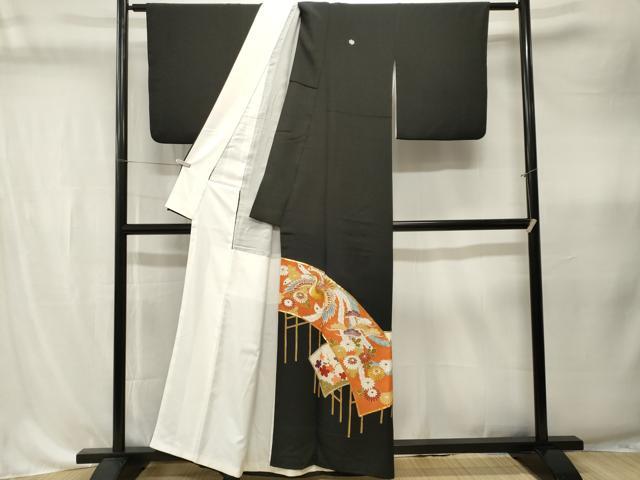 平和屋着物■豪華黒留袖　駒刺繍　鳳凰花文　金彩　正絹　逸品　CABK4341ev