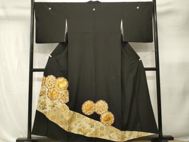 平和屋着物■豪華黒留袖　駒刺繍　鳳凰草花丸文　金彩　正絹　逸品　CABK4345ev