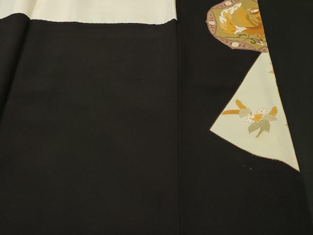 平和屋着物■豪華黒留袖　駒刺繍　鳳凰草花丸文　金彩　正絹　逸品　CABK4345ev