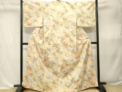 平和屋着物■上質な紬　枝花文　正絹　逸品　CABK4346ev