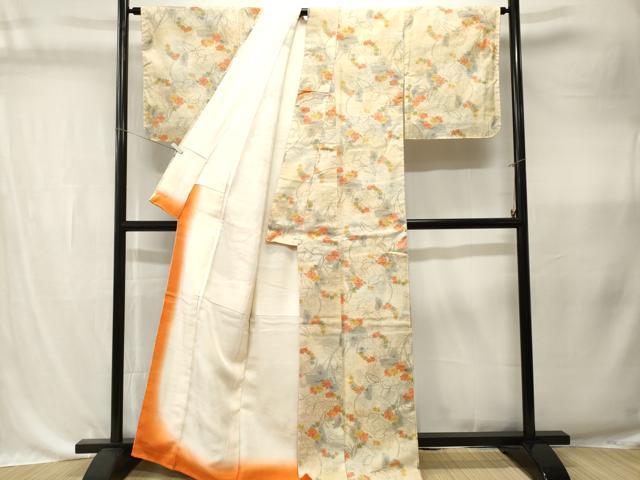 平和屋着物■上質な紬　枝花文　正絹　逸品　CABK4346ev