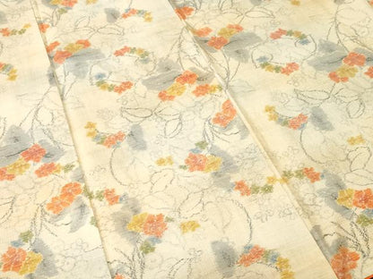 平和屋着物■上質な紬　枝花文　正絹　逸品　CABK4346ev