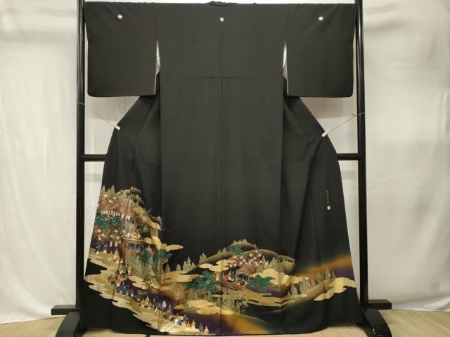 平和屋着物■豪華黒留袖　作家物　石清水祭　暈し染め　金彩　正絹　逸品　CABK4347ev