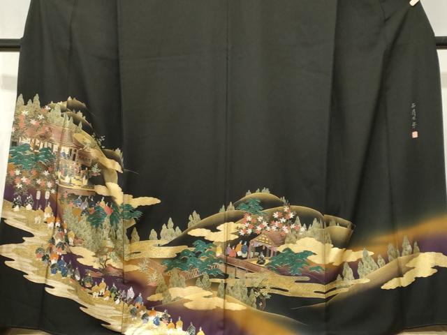 平和屋着物■豪華黒留袖　作家物　石清水祭　暈し染め　金彩　正絹　逸品　CABK4347ev