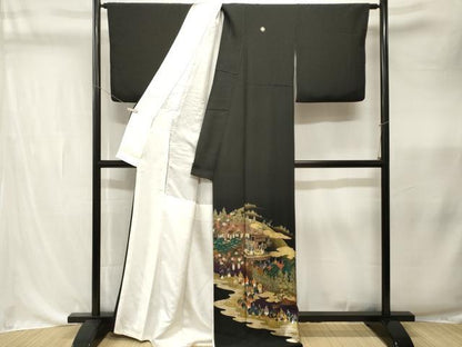 平和屋着物■豪華黒留袖　作家物　石清水祭　暈し染め　金彩　正絹　逸品　CABK4347ev