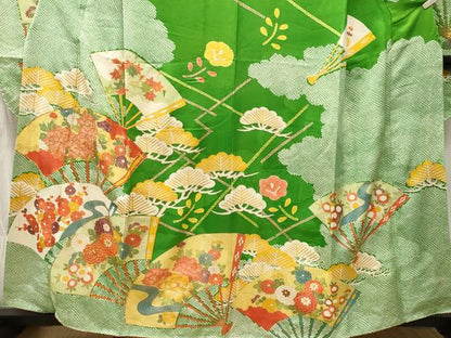 平和屋着物■豪華振袖　駒刺繍　扇面流水枝花文　金彩　正絹　逸品　CABK4350ev