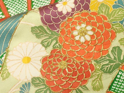 平和屋着物■豪華振袖　駒刺繍　扇面流水枝花文　金彩　正絹　逸品　CABK4350ev