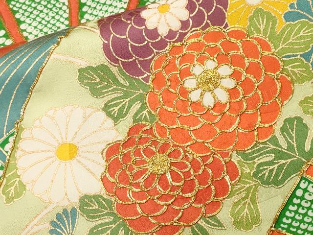 平和屋着物■豪華振袖　駒刺繍　扇面流水枝花文　金彩　正絹　逸品　CABK4350ev