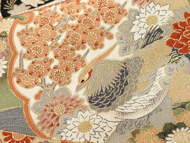 平和屋着物■豪華黒留袖　駒刺繍　雪輪孔雀御所解文　金彩　正絹　逸品　CABK4351ev