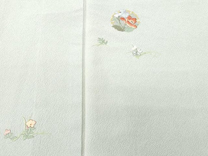 平和屋着物■訪問着　総刺繍　草花文　鬼しぼ縮緬　正絹　逸品　CABK4354ev