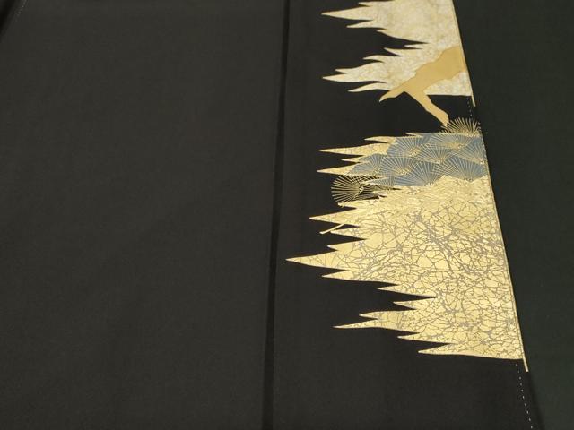 平和屋着物■豪華黒留袖　作家物　駒刺繍　飛鶴枝松文　金彩　正絹　逸品　CABK4357ev