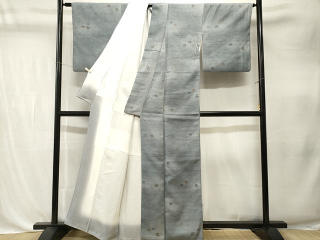 平和屋着物■上質な小紋　芝草舞花文　暈し染め　金彩　正絹　逸品　CABK4360ev