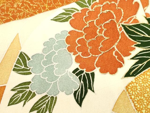 平和屋着物■上質な小紋　駒刺繍　地紙色紙重ね松竹梅花文　金彩　正絹　逸品　CABK4364ev
