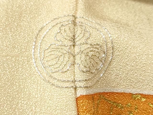 平和屋着物■上質な小紋　駒刺繍　地紙色紙重ね松竹梅花文　金彩　正絹　逸品　CABK4364ev