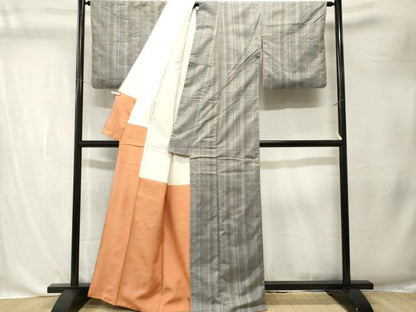 平和屋着物■上質な紬　縞　正絹　逸品　CABK4373ev