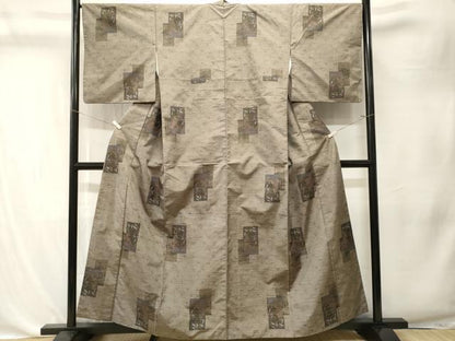 平和屋着物■本場大島紬　9マルキ　色紙重ね枝花文　正絹　逸品　CABK4376ev