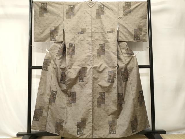 平和屋着物■本場大島紬　9マルキ　色紙重ね枝花文　正絹　逸品　CABK4376ev
