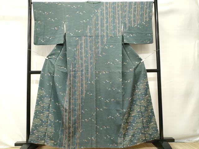 平和屋着物■訪問着　千鳥枝花文　鬼しぼ縮緬　正絹　逸品　CABK4377ev