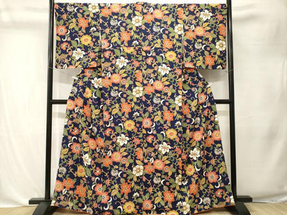 平和屋着物■上質な小紋　花唐草文　金彩　正絹　逸品　CABK4378ev