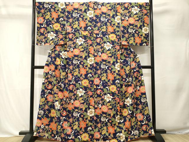 平和屋着物■上質な小紋　花唐草文　金彩　正絹　逸品　CABK4378ev