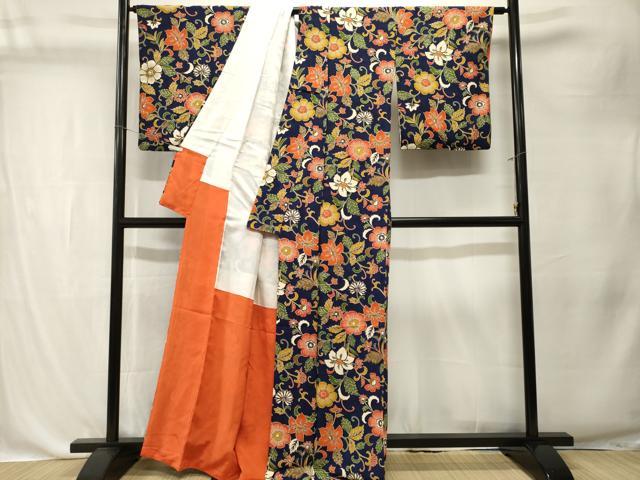平和屋着物■上質な小紋　花唐草文　金彩　正絹　逸品　CABK4378ev