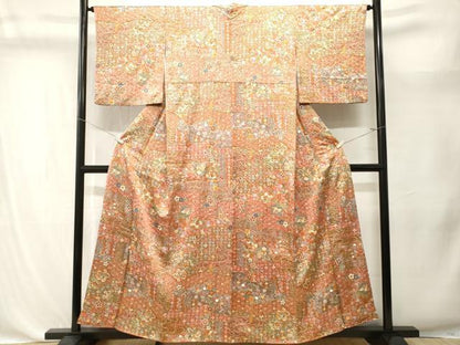 平和屋着物■上質な小紋　絞り　流水花蝶文　金彩　正絹　逸品　CABK4386ev