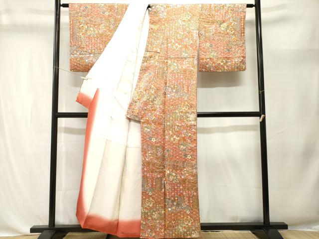 平和屋着物■上質な小紋　絞り　流水花蝶文　金彩　正絹　逸品　CABK4386ev