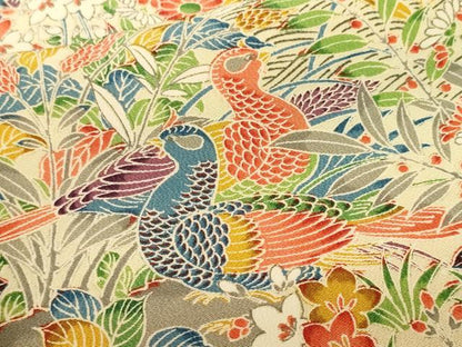 平和屋着物■上質な小紋　立波休み鳥花文　正絹　逸品　CABK4388ev