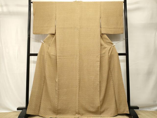 平和屋着物■上質な小紋　幾何学文　鬼しぼ縮緬　正絹　逸品　CABK4391ev