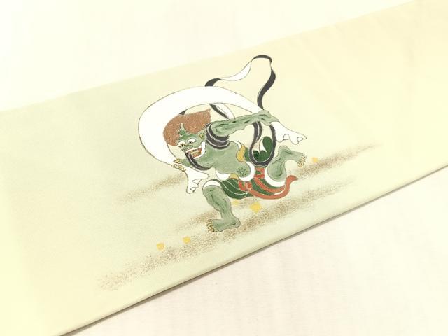 平和屋着物●塩瀬 九寸名古屋帯 作家物 風神雷神 金彩 正絹 逸品 CABK4410vp